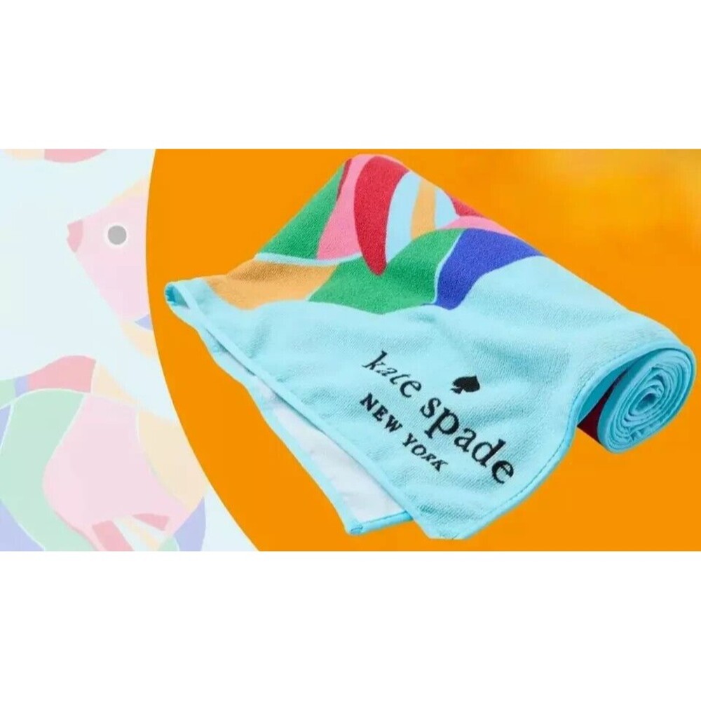 KATE SPADE TROPICAL FISH BEACH TOWEL 64" X 34" FISHTOWEL NEW Sealed